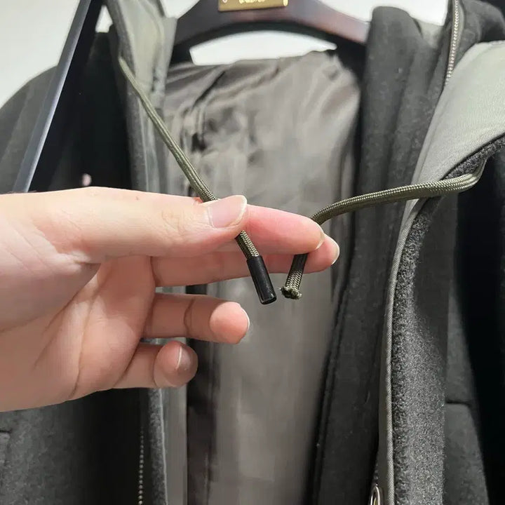 [BUNJANG] Juun.J Two-Tone Khaki Hooded Long Coat / 정품 46) 준지 Juun.j 투톤 카키 후드 롱 코트