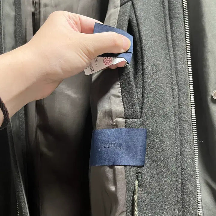 [BUNJANG] Juun.J Two-Tone Khaki Hooded Long Coat / 정품 46) 준지 Juun.j 투톤 카키 후드 롱 코트
