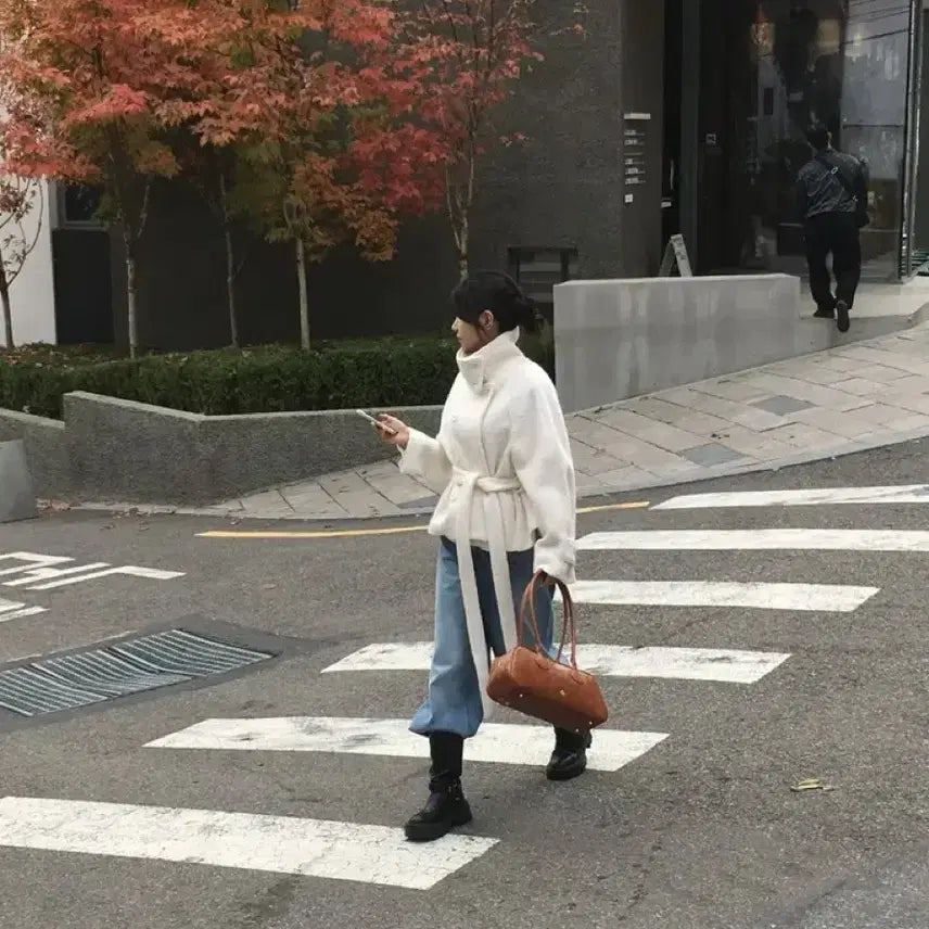 [BUNJANG] Prima Boucle High Neck Short Coat / 원가13만 울50 프리마 부클 하이넥 숏코트