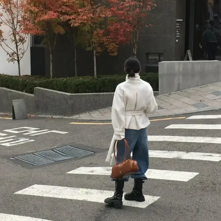 [BUNJANG] Prima Boucle High Neck Short Coat / 원가13만 울50 프리마 부클 하이넥 숏코트