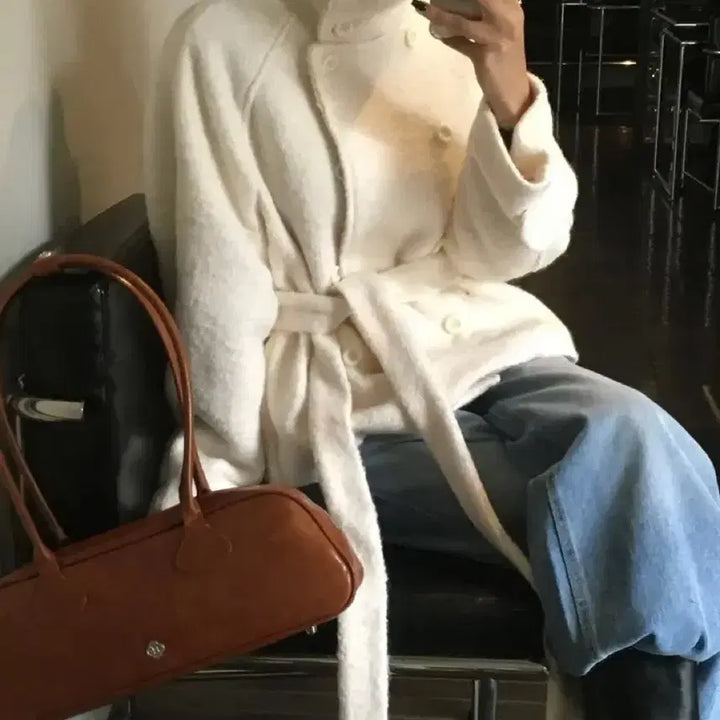 [BUNJANG] Prima Boucle High Neck Short Coat / 원가13만 울50 프리마 부클 하이넥 숏코트