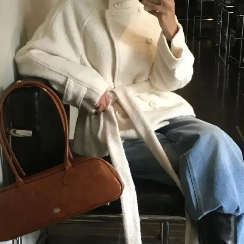 [BUNJANG] Prima Boucle High Neck Short Coat / 원가13만 울50 프리마 부클 하이넥 숏코트