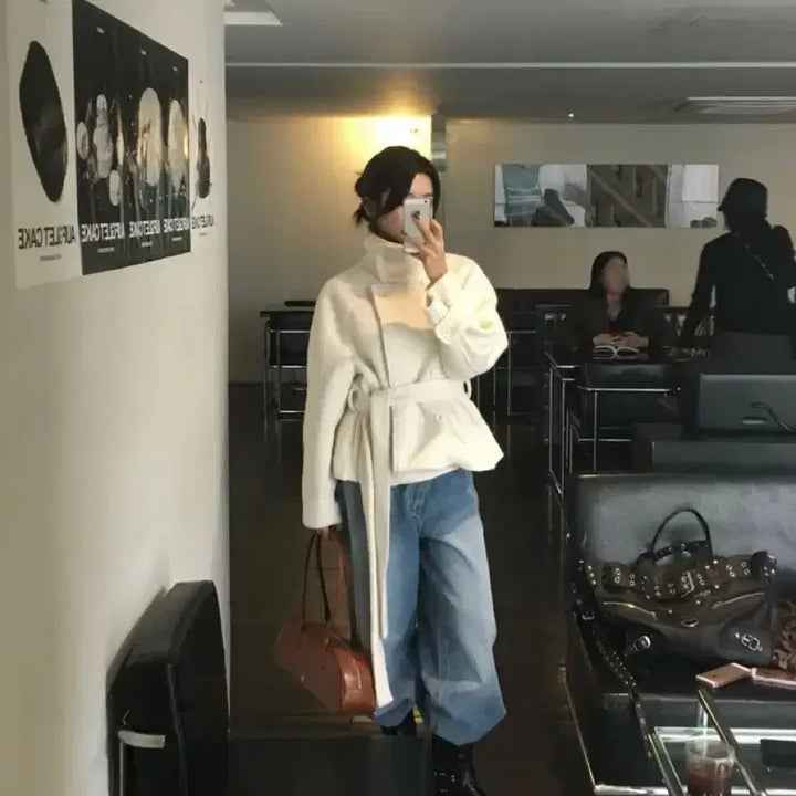 [BUNJANG] Prima Boucle High Neck Short Coat / 원가13만 울50 프리마 부클 하이넥 숏코트