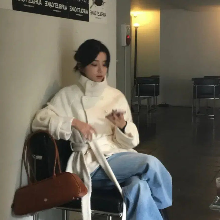 [BUNJANG] Prima Boucle High Neck Short Coat / 원가13만 울50 프리마 부클 하이넥 숏코트