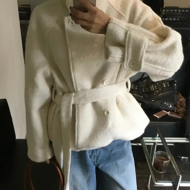 [BUNJANG] Prima Boucle High Neck Short Coat / 원가13만 울50 프리마 부클 하이넥 숏코트
