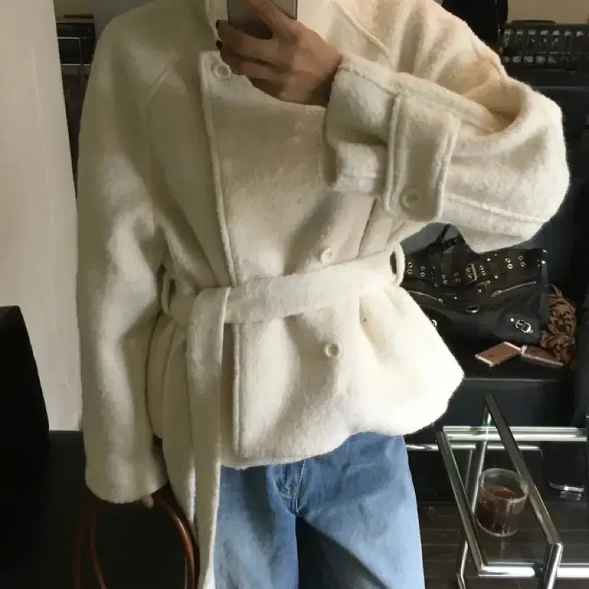 [BUNJANG] Prima Boucle High Neck Short Coat / 원가13만 울50 프리마 부클 하이넥 숏코트