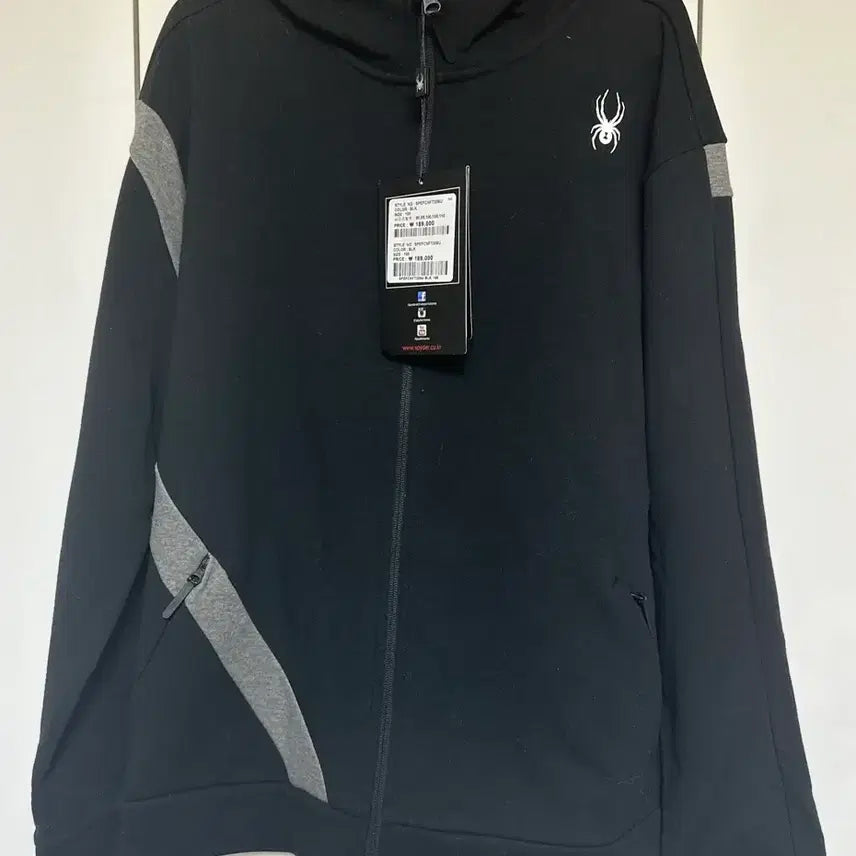 [BUNJANG] Spider Black Fleece Lined Hoodie Zip-up (Size 100) / 스파이더 블랙 기모 후드 집업 100