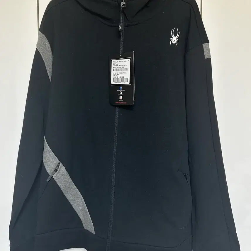 [BUNJANG] Spider Black Fleece Lined Hoodie Zip-up (Size 100) / 스파이더 블랙 기모 후드 집업 100