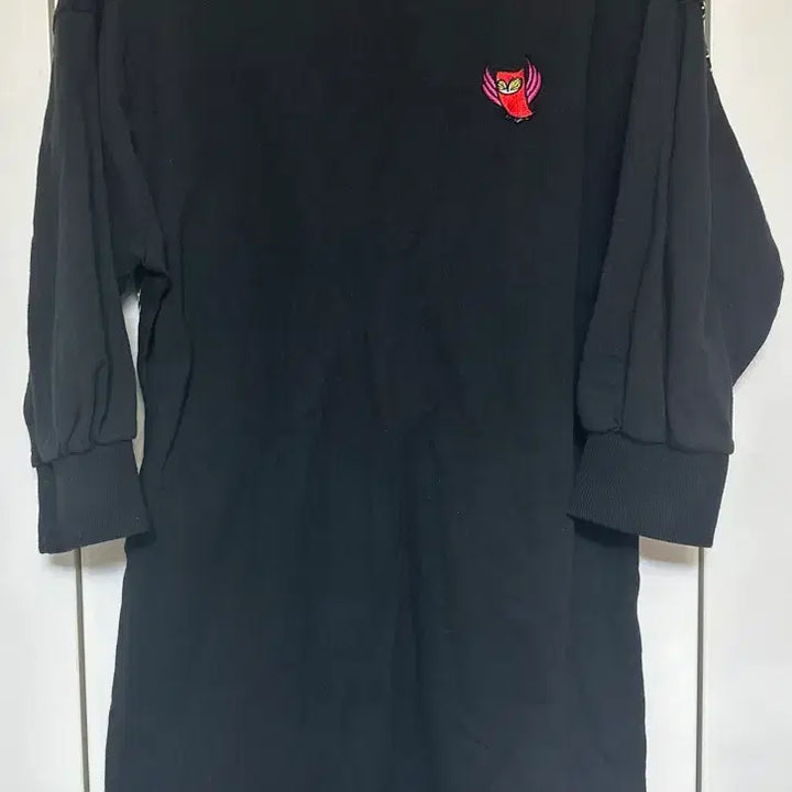 [BUNJANG] Lucky Chouette Owl Embroidered 7/10 Sleeve Dress / 럭키슈에뜨 블랙 7부 소매 원피스 부엉이 자수