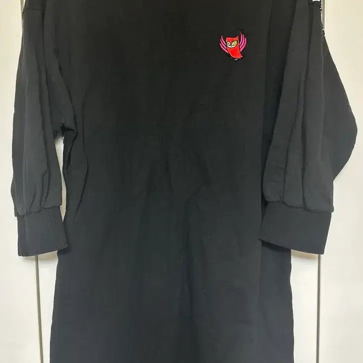 [BUNJANG] Lucky Chouette Owl Embroidered 7/10 Sleeve Dress / 럭키슈에뜨 블랙 7부 소매 원피스 부엉이 자수