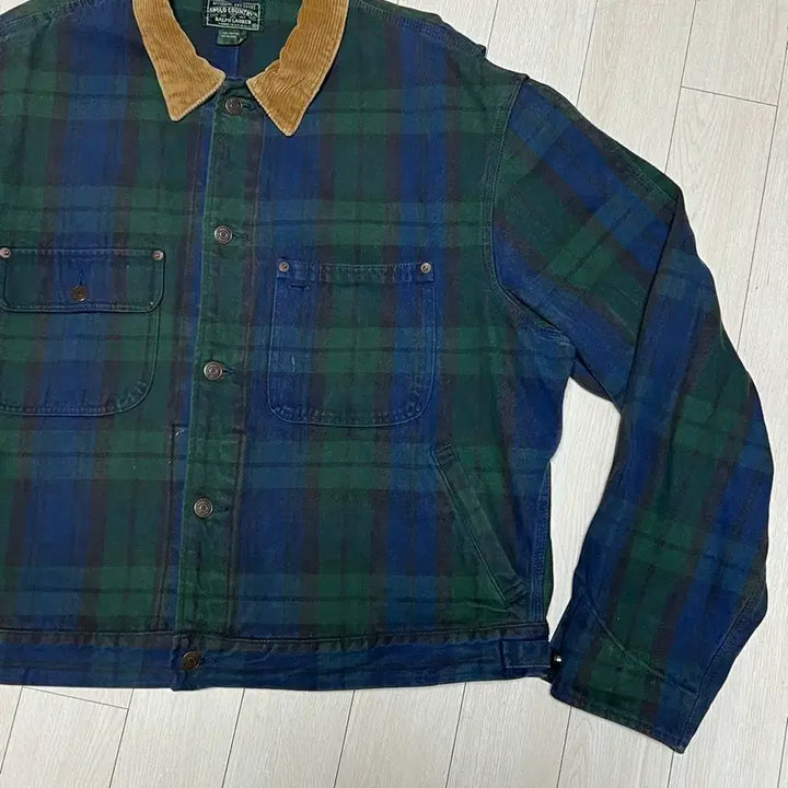 [BUNJANG] Polo Country Tartan Check Corduroy Collar Jacket / 90s폴로컨츄리 체크 덩가리핏자켓 XXL