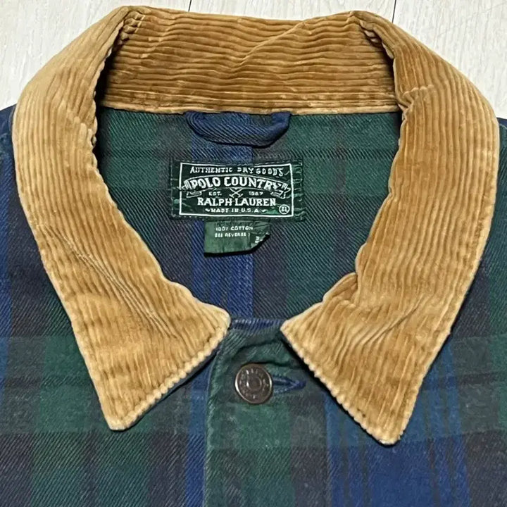 [BUNJANG] Polo Country Tartan Check Corduroy Collar Jacket / 90s폴로컨츄리 체크 덩가리핏자켓 XXL