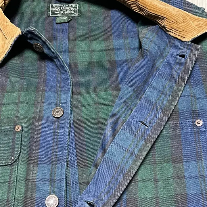 [BUNJANG] Polo Country Tartan Check Corduroy Collar Jacket / 90s폴로컨츄리 체크 덩가리핏자켓 XXL