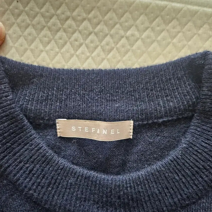 [BUNJANG] Stefano Ricci Navy Knit Dress with Lace Trim / 스테파넬 네이비 니트 원피스