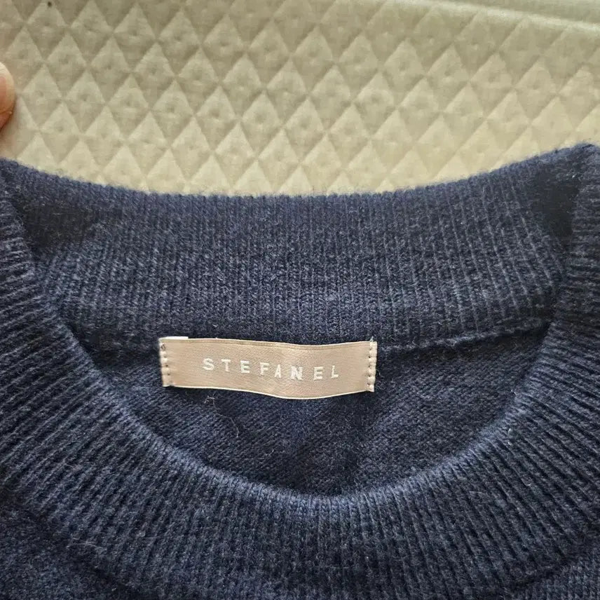 [BUNJANG] Stefano Ricci Navy Knit Dress with Lace Trim / 스테파넬 네이비 니트 원피스