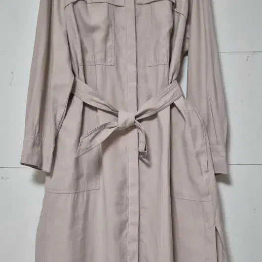 [BUNJANG] 8 Seconds Beige Long Shirt Dress / 8세컨즈 얇은 롱셔츠 원피스 66~77