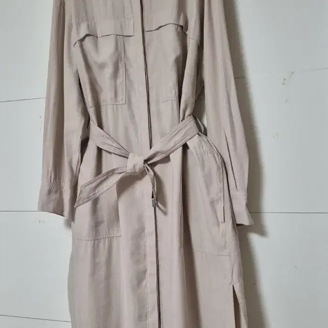 [BUNJANG] 8 Seconds Beige Long Shirt Dress / 8세컨즈 얇은 롱셔츠 원피스 66~77