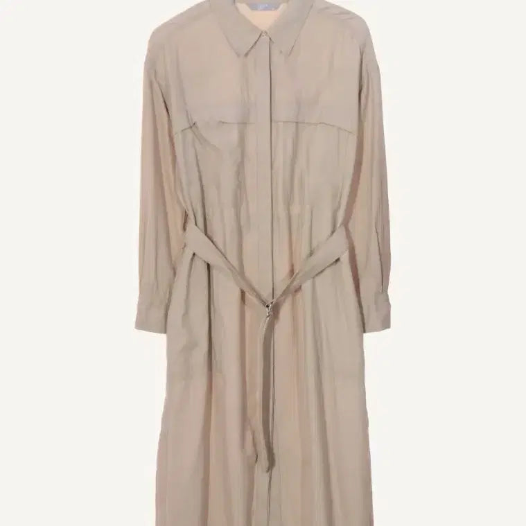 [BUNJANG] 8 Seconds Beige Long Shirt Dress / 8세컨즈 얇은 롱셔츠 원피스 66~77