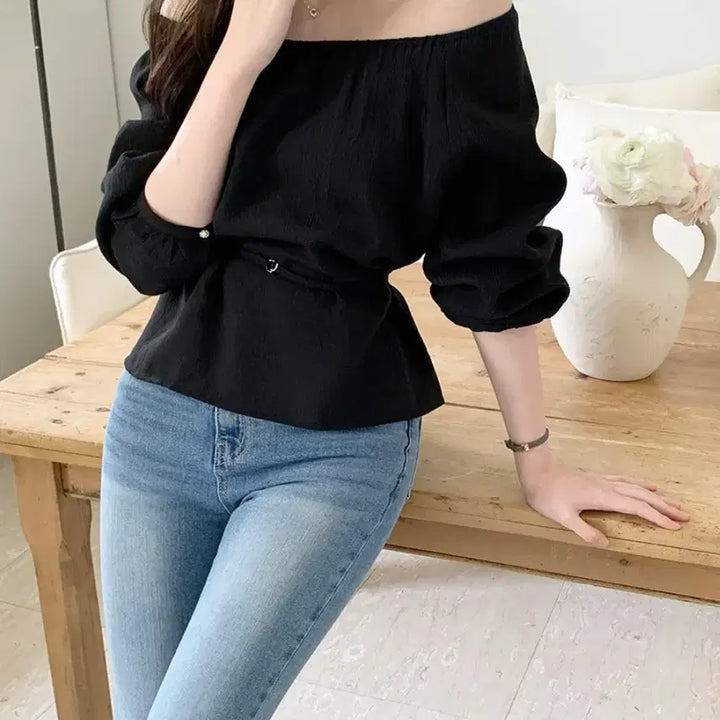 [BUNJANG] PeeVitt Blanche Off-Shoulder Two-Way Blouse / 퍼빗 블랑쉬 오프숄더 벨트 투웨이 블라우스