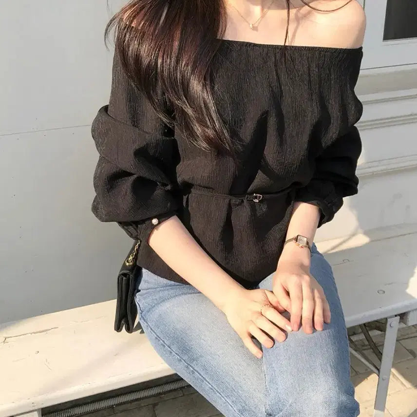[BUNJANG] PeeVitt Blanche Off-Shoulder Two-Way Blouse / 퍼빗 블랑쉬 오프숄더 벨트 투웨이 블라우스