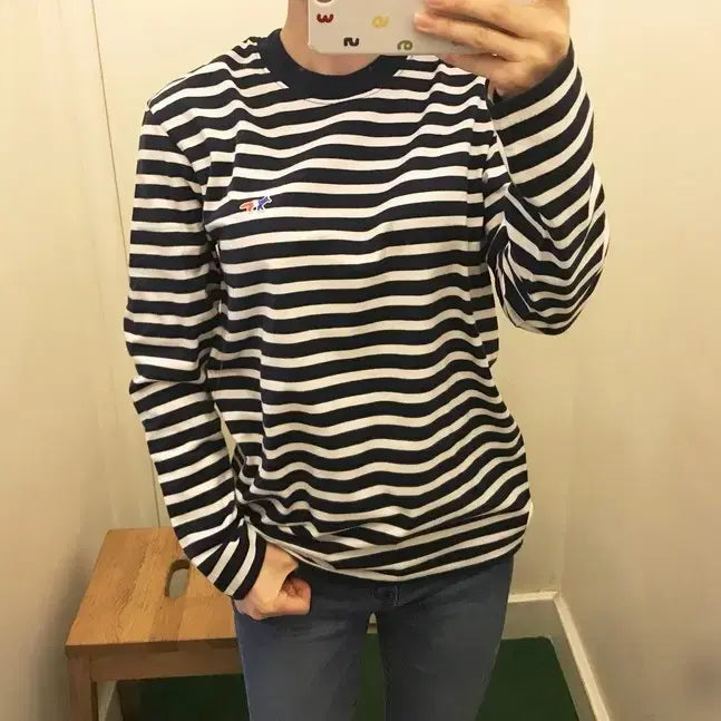 [BUNJANG] Maison Kitsune Striped Long Sleeve T-shirt / 메종 스트라이프 긴팔티