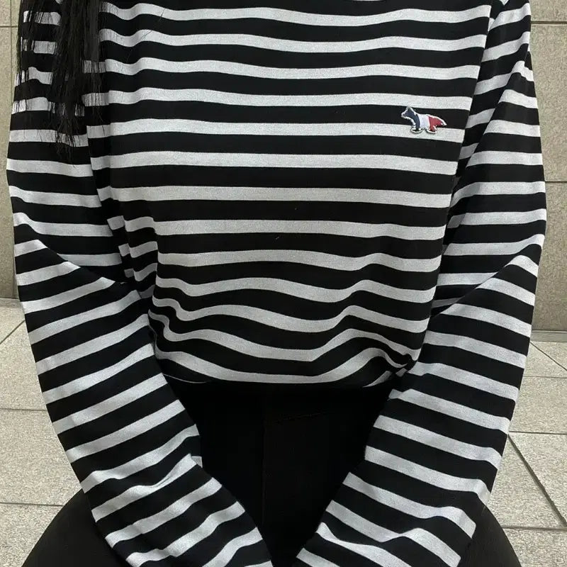 [BUNJANG] Maison Kitsune Striped Long Sleeve T-shirt / 메종 스트라이프 긴팔티