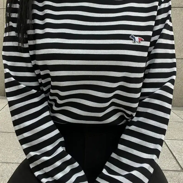 [BUNJANG] Maison Kitsune Striped Long Sleeve T-shirt / 메종 스트라이프 긴팔티