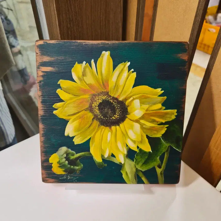 [BUNJANG] Hand-Painted Sunflower Acrylic Painting Framed / 해바라기 그림 액자