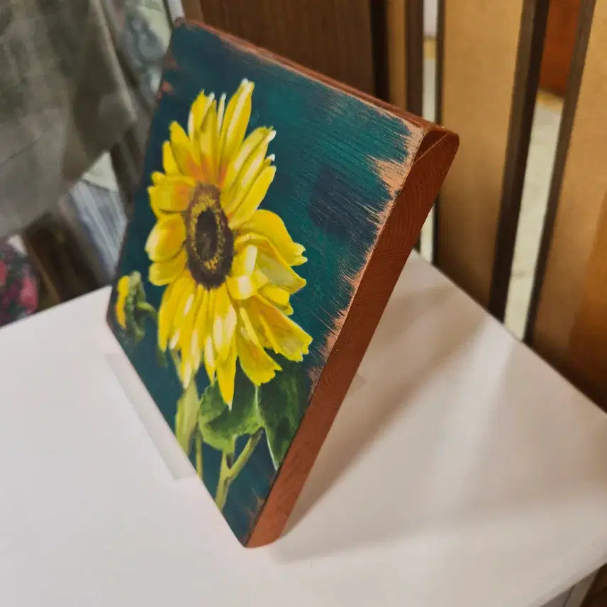 [BUNJANG] Hand-Painted Sunflower Acrylic Painting Framed / 해바라기 그림 액자