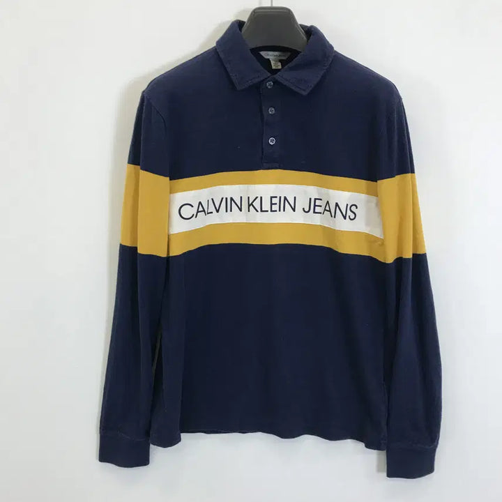 [BUNJANG] Calvin Klein CK Printed Long Sleeve Polo Shirt / 캘빈클라인 CK 프린팅 긴팔카라티 [M]