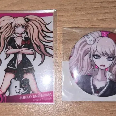 [BUNJANG] Danganronpa Junko Enoshima Acrylic Card &amp; Glitter Badge Bundle Set / 무인 단간론파 에노시마 쥰코 아크릴 카드 글리터 캔뱃지 일괄