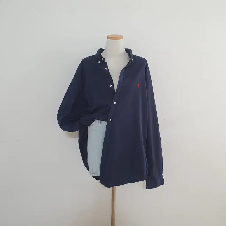 [BUNJANG] Polo Ralph Lauren Navy Pony Embroidery Shirt / No.26050209 큐알 폴로 랄프로렌 네이비 포니자수 셔츠