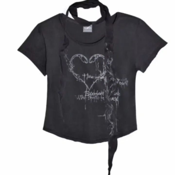 [BUNJANG] Hug Your Skin Heart Ornament Scarf Top Charcoal / 허그유어스킨 하트 오너먼트 스카프 탑 챠콜