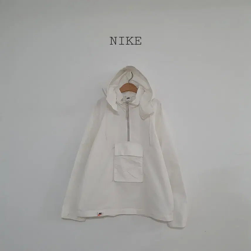[BUNJANG] Nike White Anorak Hooded Windbreaker Jacket / No.26031803 나이키 화이트 아노락 후드 바람막이