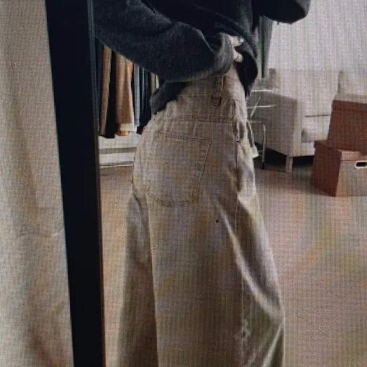 [BUNJANG] Beige High-Waist Wide Denim Pants / (해외배송)베이지 하이웨이스트 와이드 데님 바지