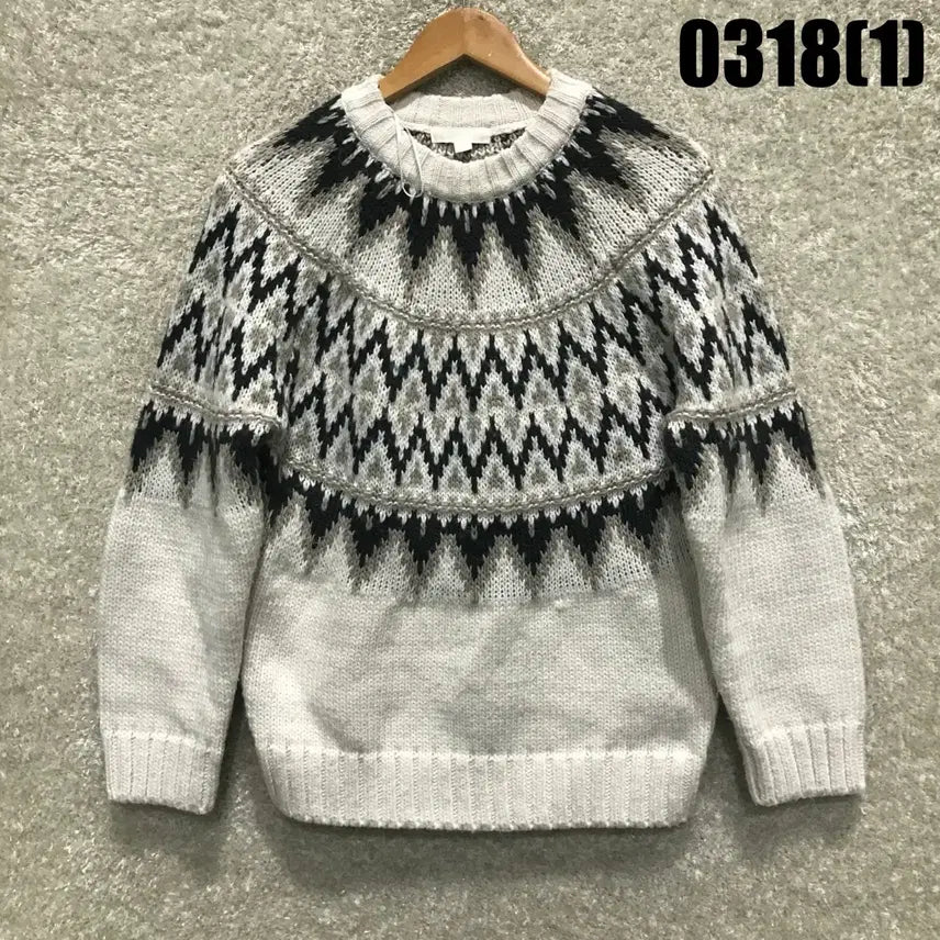 [SOLD OUT] H&amp;M 패턴 니트 스웨터 아이보리 xs