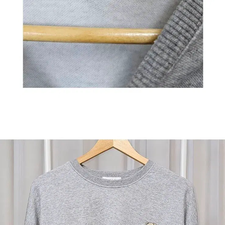 [BUNJANG] Teddy Bear Embroidered Loose Fit Gray Sweatshirt / 테디베어 자수 포인트 루즈핏 맨투맨_그레이