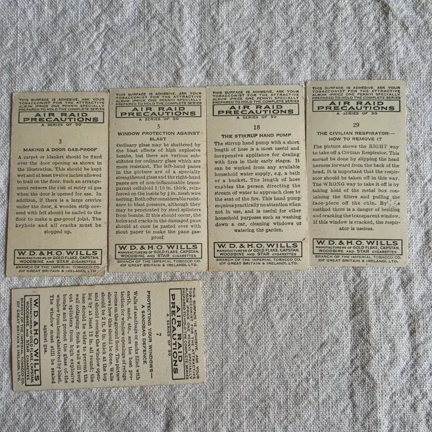 [BUNJANG] W.D. &amp; H.O. Wills Air Raid Precautions Card Set / 영국빈티지카드 유럽빈티지카드 2차세계대전 공습예방카드