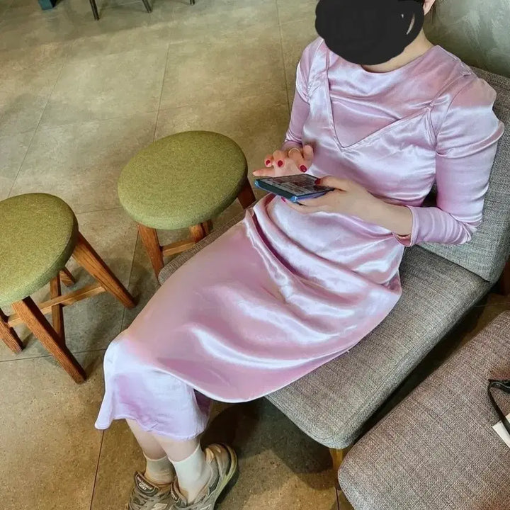 [BUNJANG] ZARA Layered Satin Long Dress Set / 여리여리핏~ 새틴 레이어드 롱원피스 세트 (이너티포함)