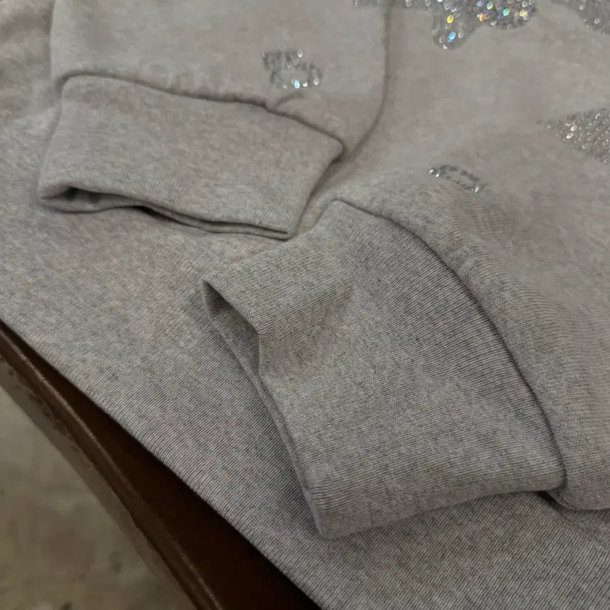 [BUNJANG] Sp5der Rhinestone Beluga Hoodie Heather Gray / Sp5der 스파이더 라인스톤 벨루가 후드 헤더 그레이