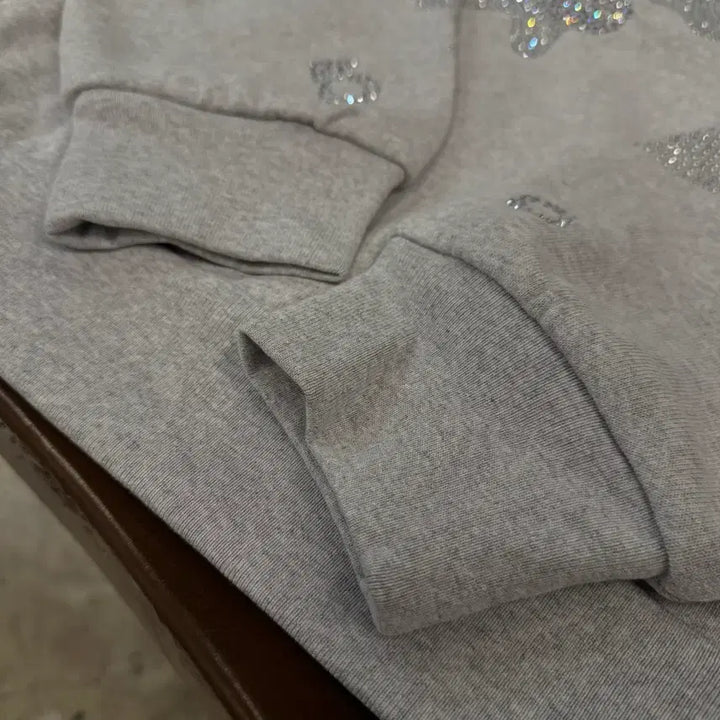 [BUNJANG] Sp5der Rhinestone Beluga Hoodie Heather Gray / Sp5der 스파이더 라인스톤 벨루가 후드 헤더 그레이