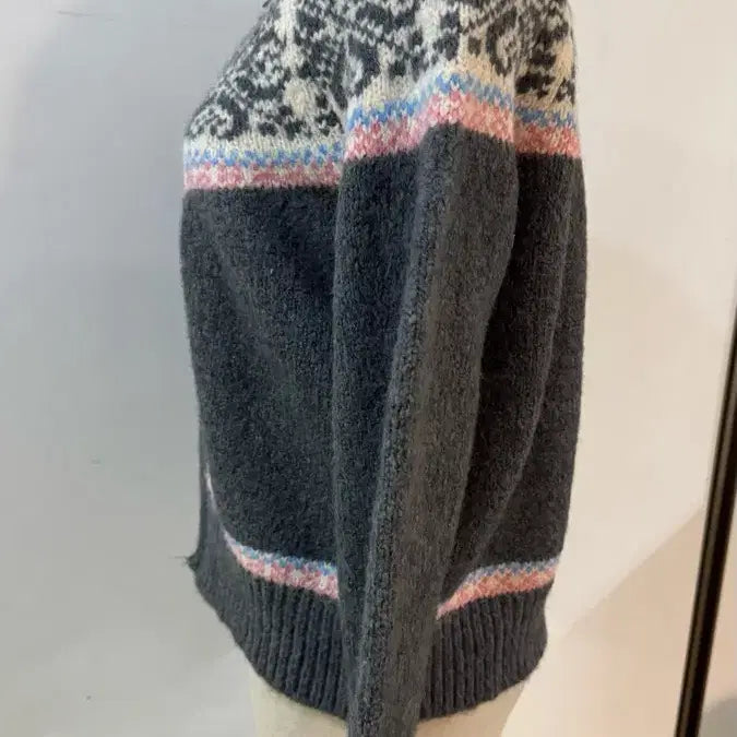 [BUNJANG] Nordic Pattern Wool Knit Cardigan Gray / 노르딕 패턴 울 니트 가디건 그레이