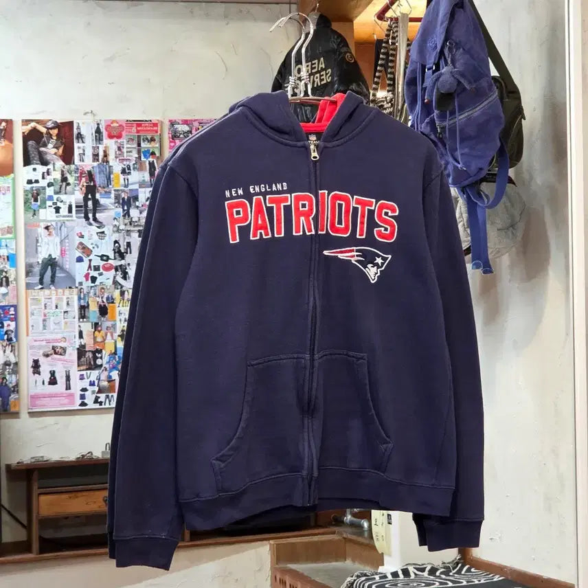 [BUNJANG] NFL New England Patriots Navy Hooded Zip-Up / NFL 뉴잉글랜드 패트리어츠 후드 집업