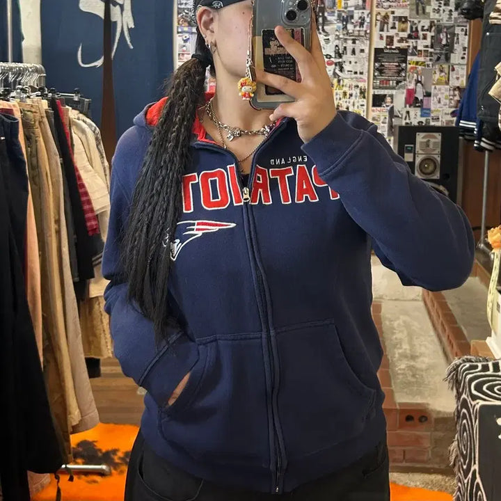 [BUNJANG] NFL New England Patriots Navy Hooded Zip-Up / NFL 뉴잉글랜드 패트리어츠 후드 집업