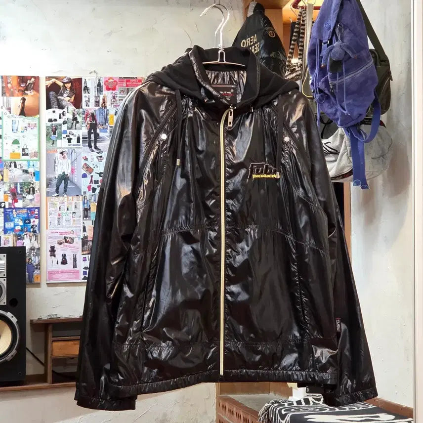 [BUNJANG] FUBU 00s Two-Way Shiny Windbreaker Jacket / 후부 00S 투웨이 유광 바람막이 자켓