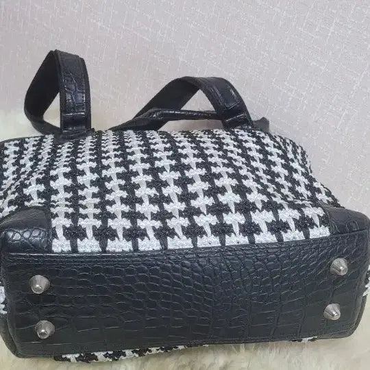 [BUNJANG] Houndstooth Check Tote Bag Black and White Handmade Bag / 하운드투스 체크 토트백 블랙 앤 화이트 헨드메이드 가방 두개