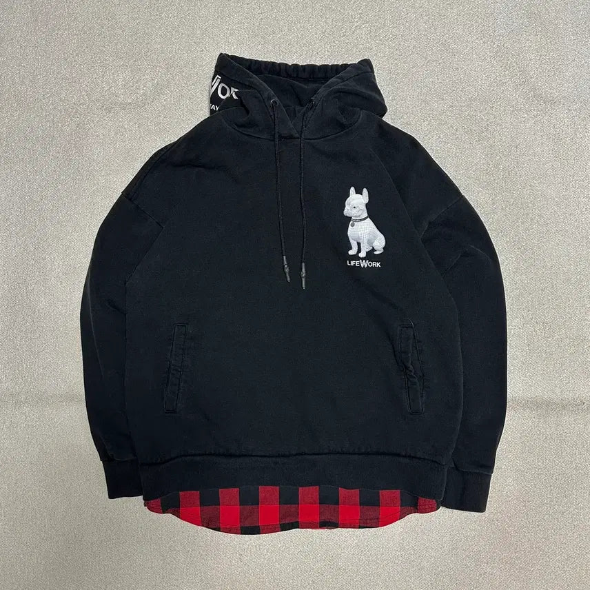 [BUNJANG] LifeWork Gingham Check Layered Radok Hoodie / 라이프워크 깅엄체크 레이어드 라독 후드