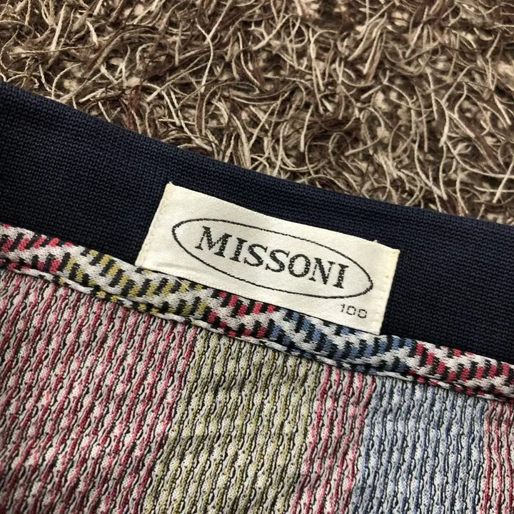 [BUNJANG] Missoni 90s Multi-Color Pattern Long Sleeve T-Shirt / 100 미쏘니 90s 멀티컬러 패턴 카라 롱슬리브 티셔츠