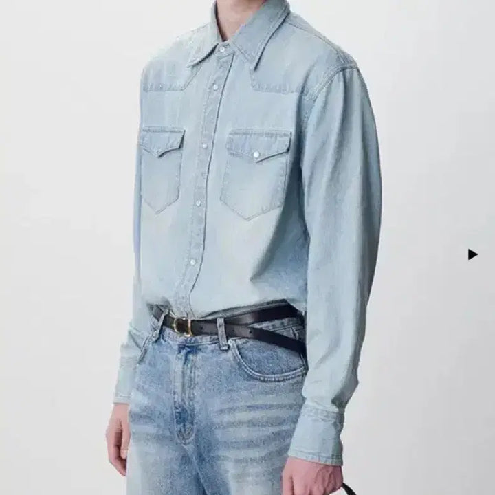 [BUNJANG] TONY WACK Washed Denim Western Shirt Light Blue XL / (주우재착용)토니웩 워싱 데님 웨스턴 셔츠 연청 XL