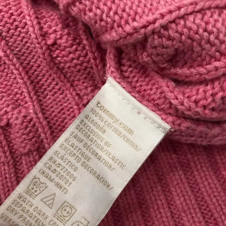 [BUNJANG] Tommy Hilfiger Pink Cable Knit Sweater / S 타미힐피거 핑크 케이블 브이넥 니트
